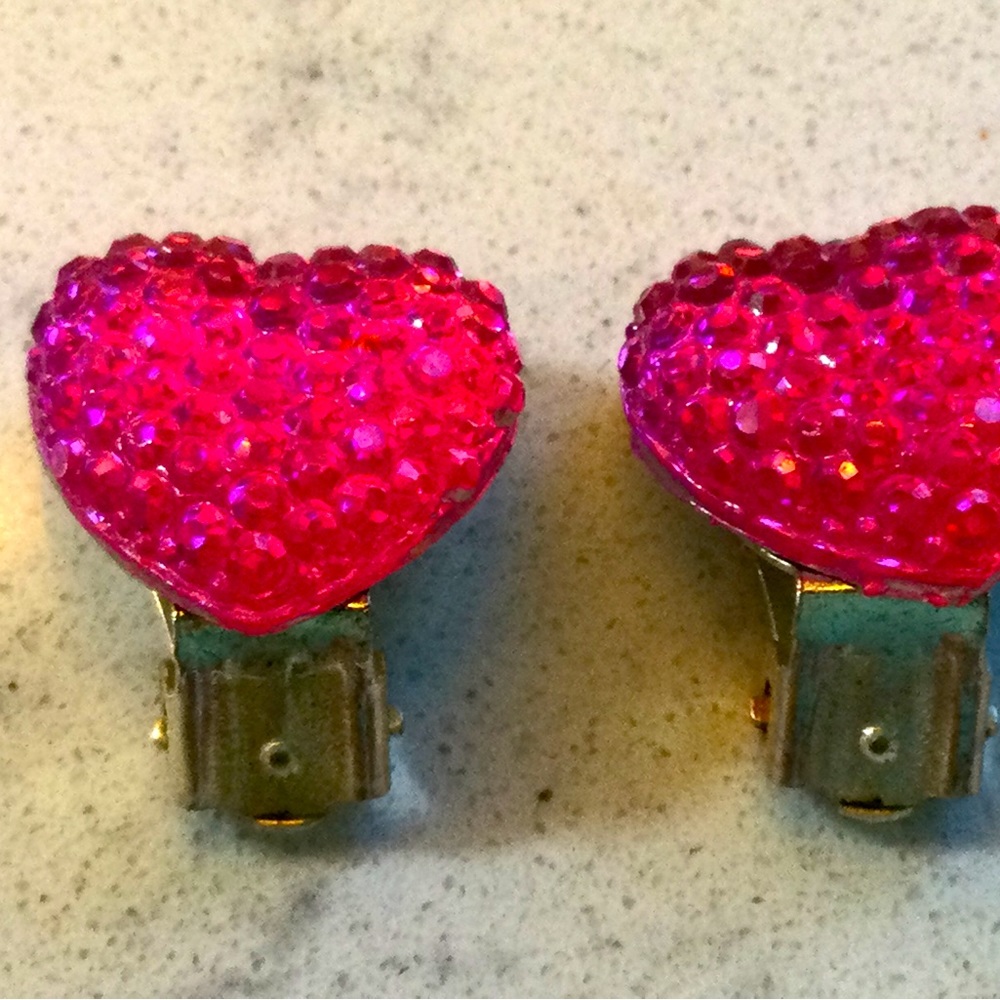 One size pink and silver clip on earrings